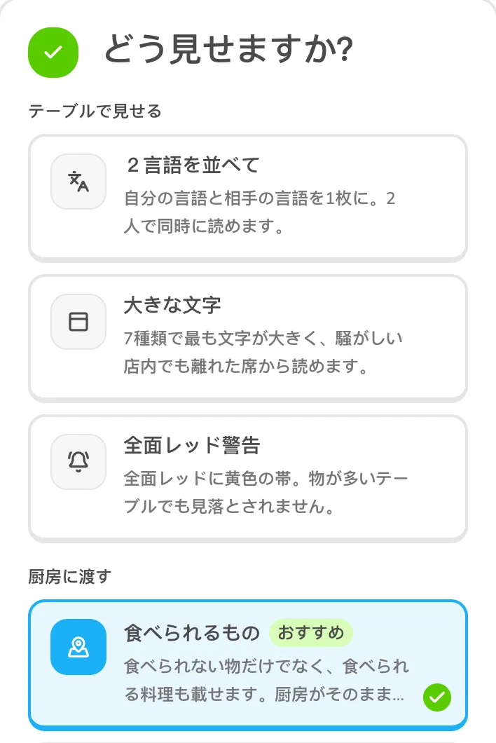 作成画面のステップ3:カードの形式